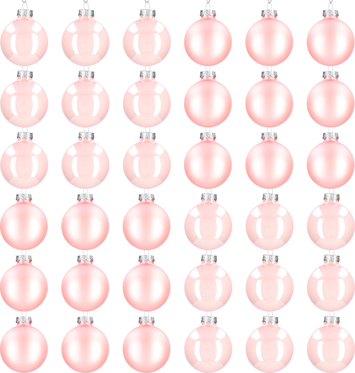 Glazen kerstballen - Set van 36 stuks/60mm - Luxe kerst decoratie - Sfeervolle kerstversiering voor in de kerstboom - Glas - Power Pink - Roze