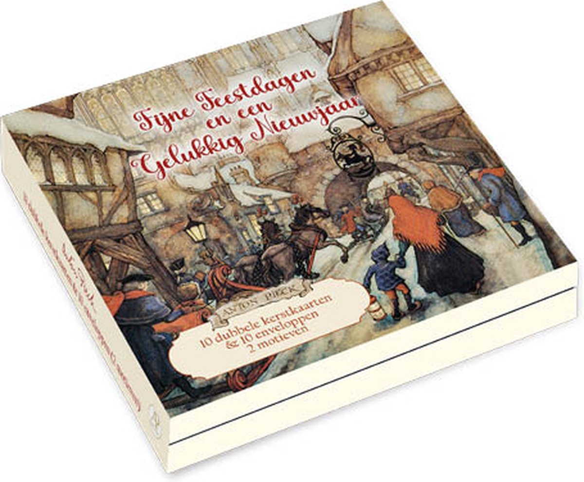 Anton Pieck kerstkaartenmapje - Paard en koets - Winter tafereel