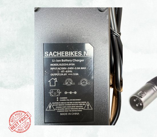 Oplader voor E-bike - Voor 48V Accu's - 54,6V - 1,8A - 100W - XLR 3-pin - Zwart - voor merken zoals knaap — afbeelding 2