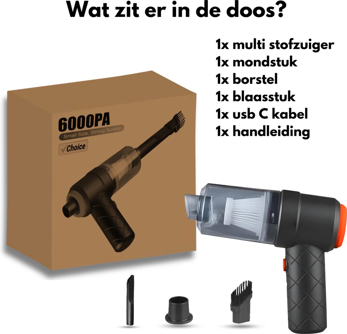 Auto Stofzuiger Draadloos 2.0 - Nat & Droog - Kruimelzuiger - afbeelding 3