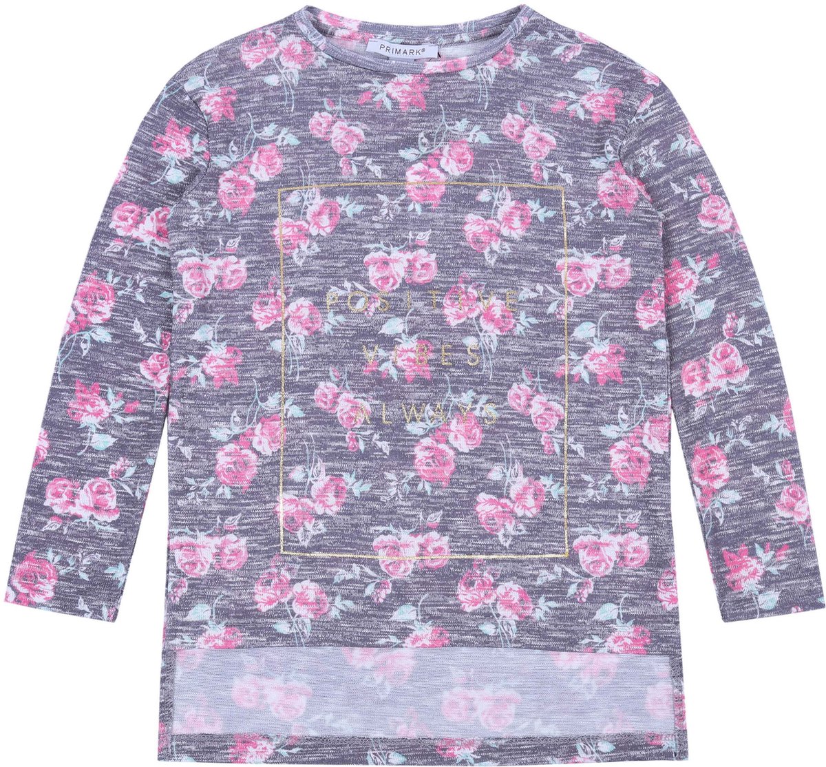 Grijze blouse met rozen