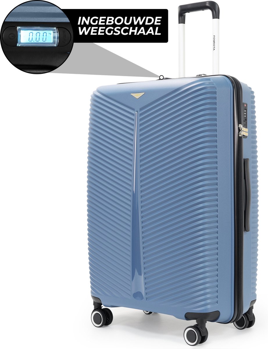 FOUROTA Koffer met Weegschaal – Voorkom Overbagage – TSA Slot – Lichtgewicht – 360° Wielen – Groot (28 inch) – IJsblauw