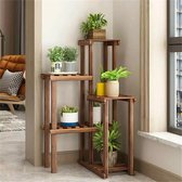 Asaam 6 Tier Houten Plank- Plant Hoek Stand - Indoor & Terras Planten Planken Rek- Vetplanten Plantenbak Potten-Rek Voor Bloemen