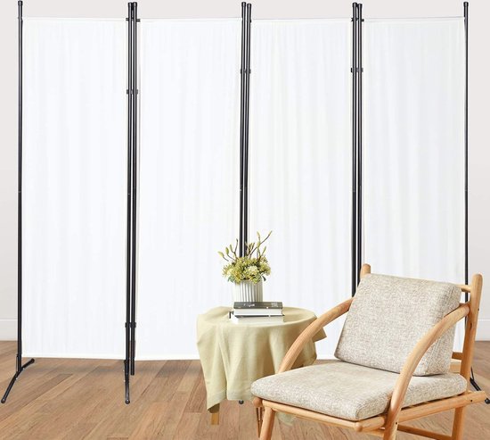 BOG Paravent 4-Delig - 170 X 220 Cm - Stof Kamerverd   Tuin Scheidingswand   Balkon Ondoorzichtig   Standwand Opvouwbaar   Zwart 1118210196
