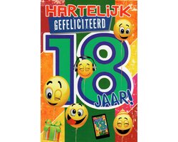 Verjaardagskaart 18 Jaar - Wenskaart Verjaardag - Kaart 18 Jaar