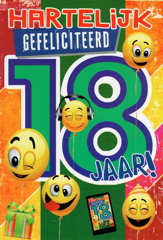 Verjaardagskaart 18 Jaar - Wenskaart Verjaardag - Kaart 18 Jaar