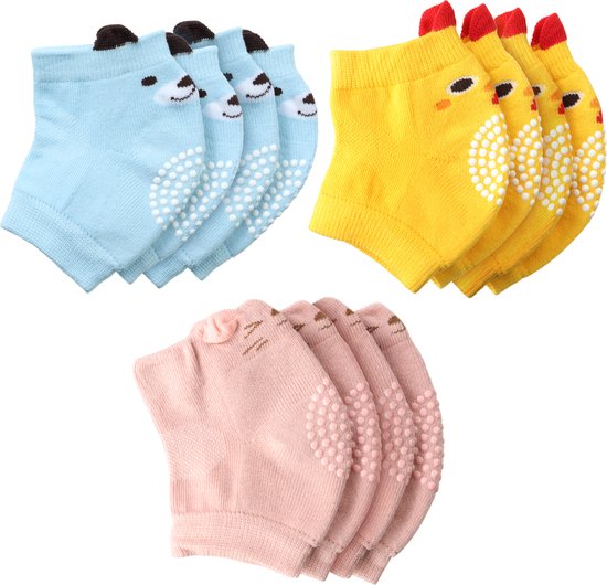 Simoda 5 paar baby-kniebeschermers voor kruipen,baby-peuter antislip katoenen kniebeschermers,verstelbare beenwarmers beschermen tegen harde vloeren en kou (#1
