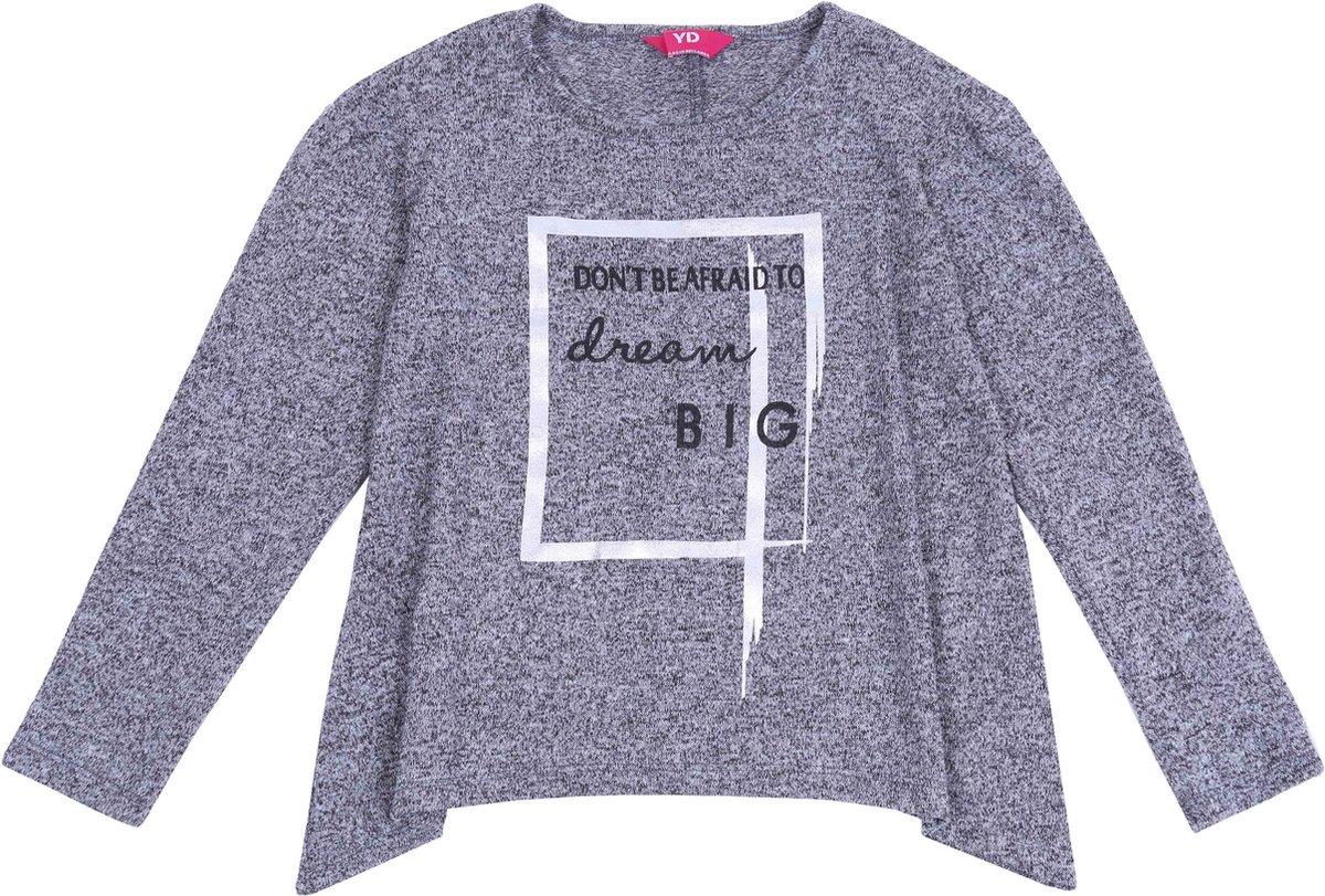 Grijs gemêleerde blouse met inscriptie