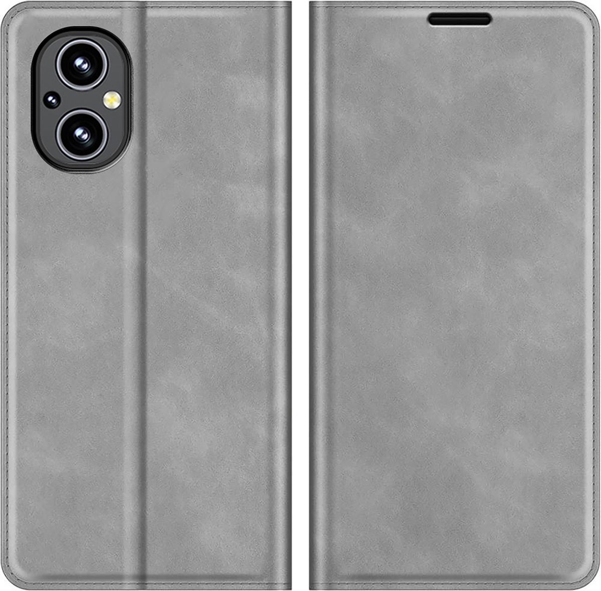 Cazy hoesje geschikt voor Oppo Reno8 Lite - Hoesje met Pasjeshouder - Luxe Book Case - Grijs