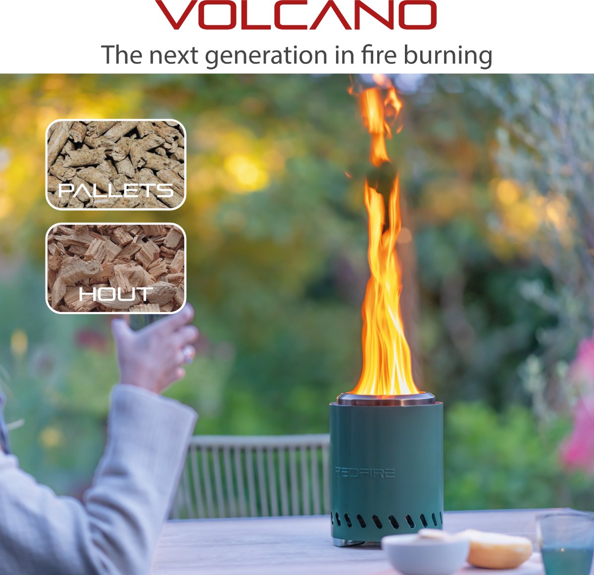 RedFire Volcano Medium tafelvuurkorf - Olijfgroen - Incl. beschermhoes en mat