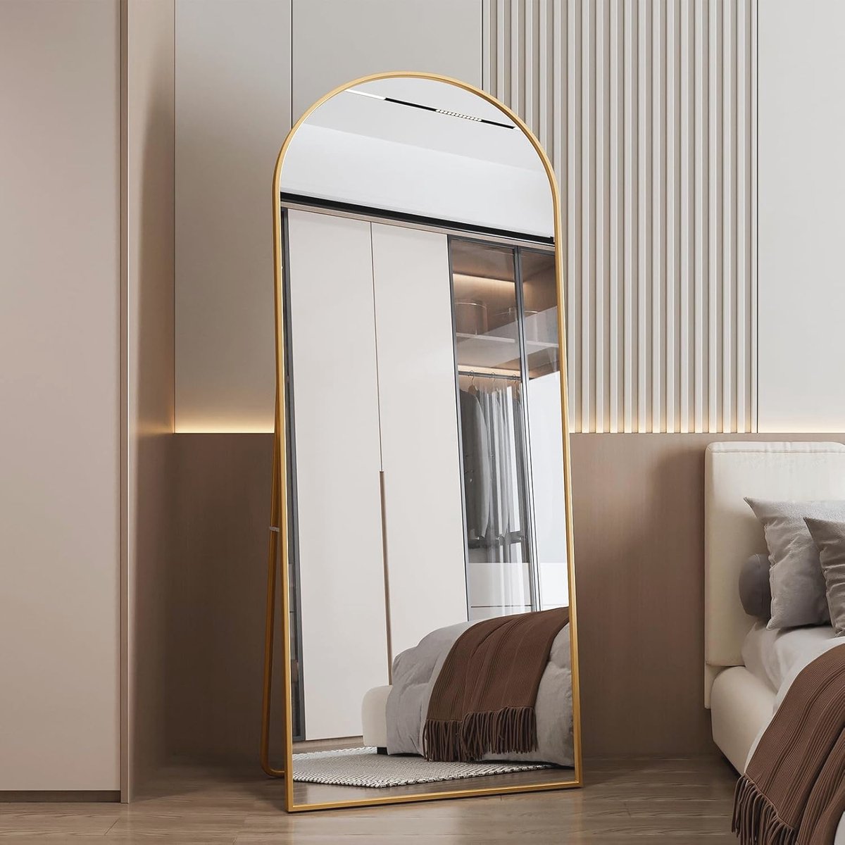 Grote staande spiegel voor slaapkamer en woonkamer - Elegante full-body spiegel met aluminium frame