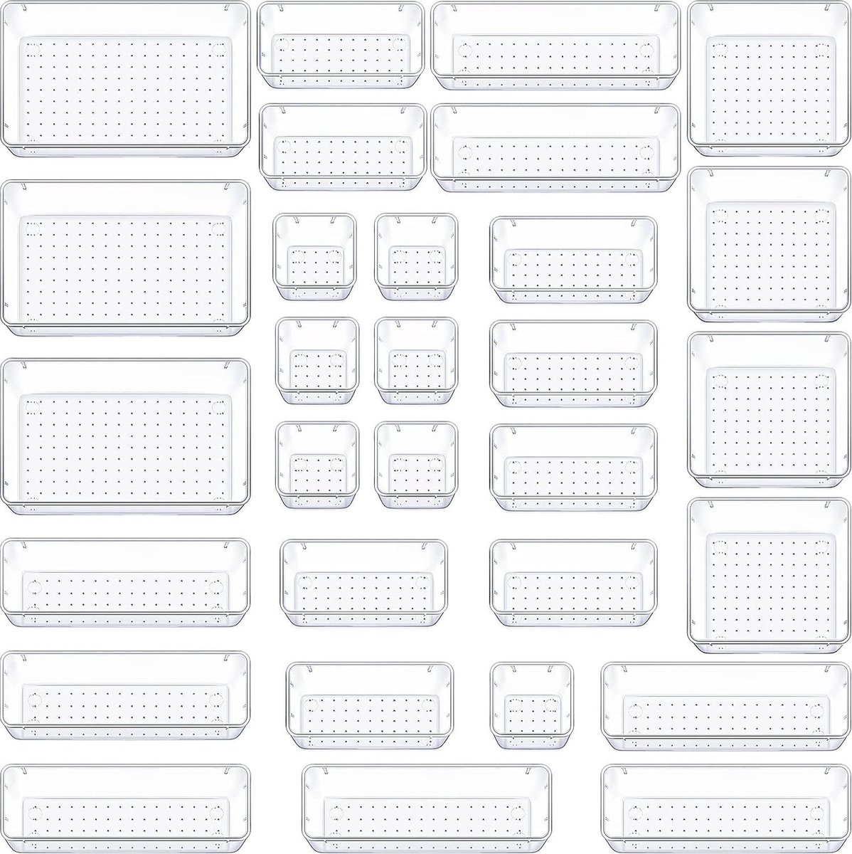 Goedkoopste Transparante lade-organizerset - 30 stuks - Make-up, badkamer en keuken
