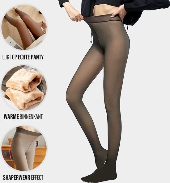 Collant polaire - L/XL - Look Nude Marron - Hiver - 220g - collant - collant fort - collant chaud - look couleur peau - look stylé - Collant Thermo - correcteur - polaire - Collant Thermo doublé