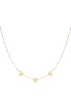 Minimalistische ketting met drie hartjes - Yehwang - Ketting - 38 + 5 cm - Stainless Steel (verkleurt niet!) - Necklace - Waterproof - Gouden ketting - Kerst - Kerst cadeau - Moederdag - Sinterklaas - Valentijn - Golden Necklace