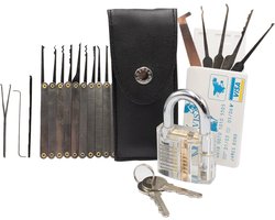 Professionele trainingsset voor slotenmakers - 25-delige set met transparant slot en gereedschap