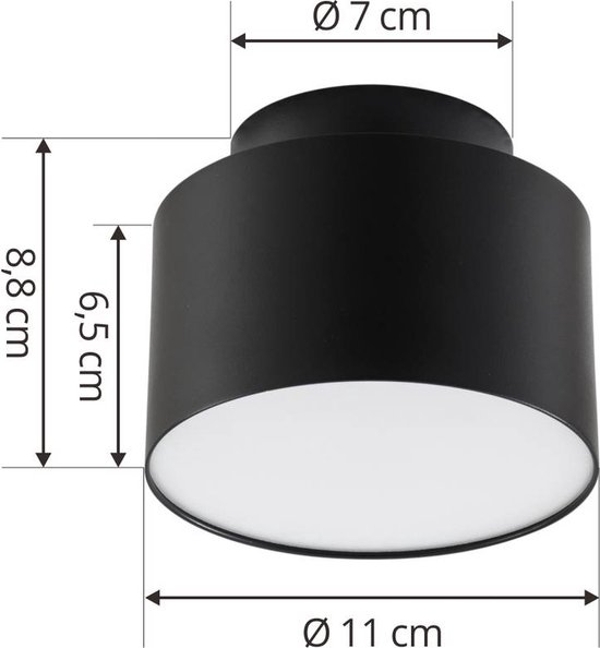 Lindby - Plafonnier LED - 1 lumière - Aluminium - H: 8,8 cm - noir - Source lumineuse incluse