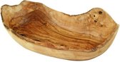D.O.M. Rustieke Handgemaakte Olijfhouten Fruitschaal – Luxe Ovale Schaal 34-36 cm voor Fruit Salades en Decoratie