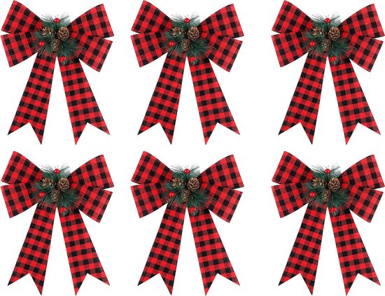 6 Stuks Kerststrikken Geruite Strikken Geruite Lintstrikken Met 