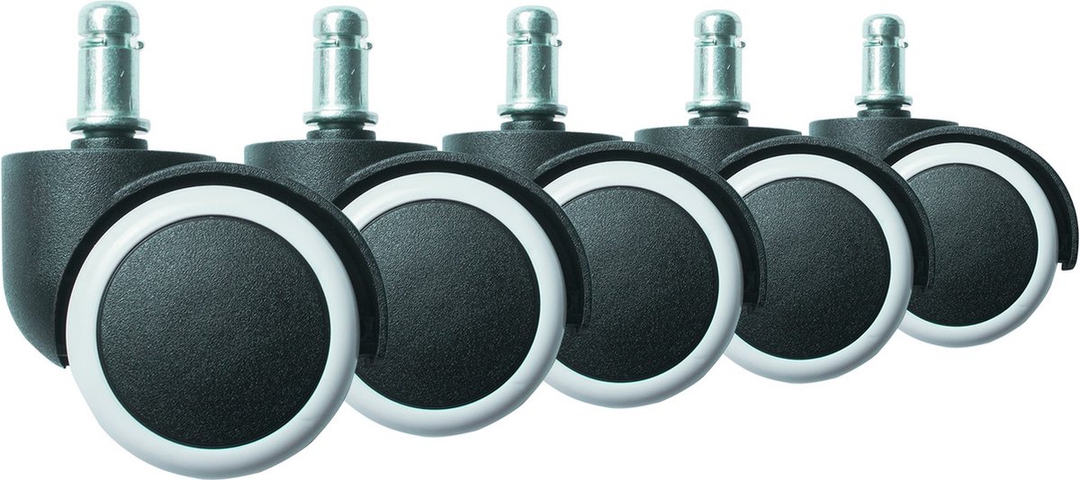 Rubberen wielen voor bureaustoelen, 5 stuks, wit
