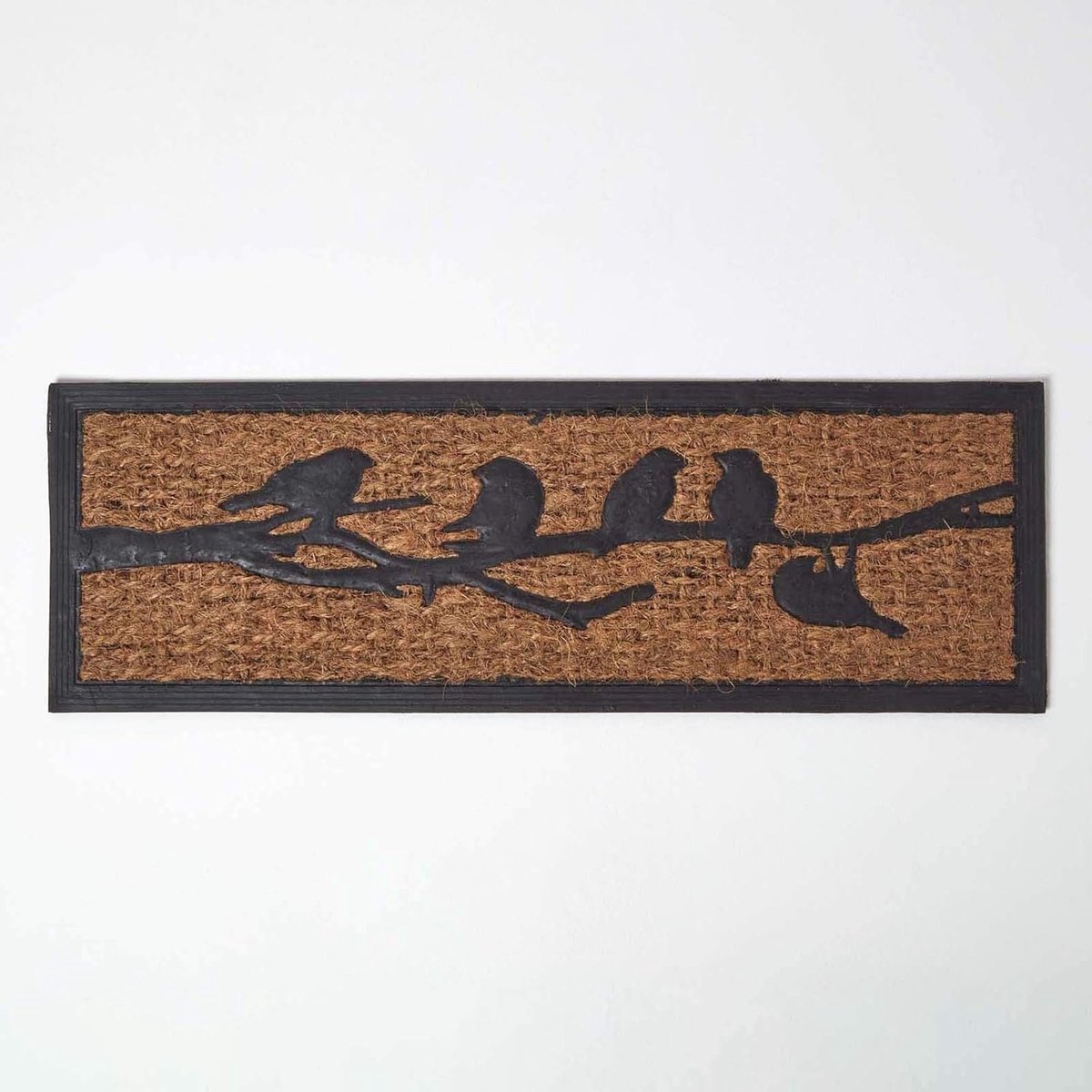 Homescapes rubberen kokosnoot vogel deurmat Bruin