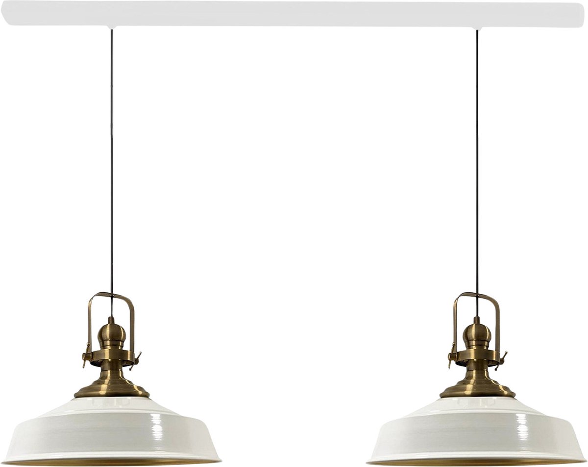 Bamyum Asletl Hanglamp Eettafel Lamp 2 Vlam Wit Ø40 cm Vintage Eettafel Lamp, Lampenkap Hanglamp