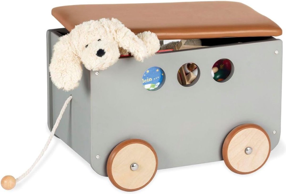 ApexArte® Speelgoedkist - Speelgoedkast - Dekenkist - Grijs en Bruin