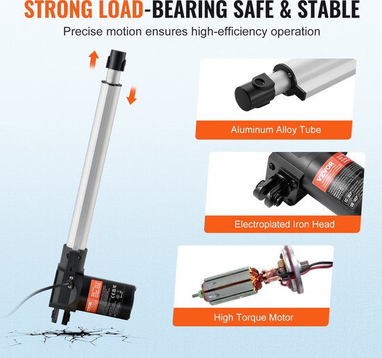 VEVOR 6000N Lineaire Actuator DC 12V Lineaire Aandrijving Ip44 Elektrische Lineaire Motor 300 mm Slaglengte Geluidsniveau ≤ 50 DB Elektrische Deuropener 5 mm/s Rijsnelheid Lineaire Technologie Aanpassing Aandrijving — afbeelding 4