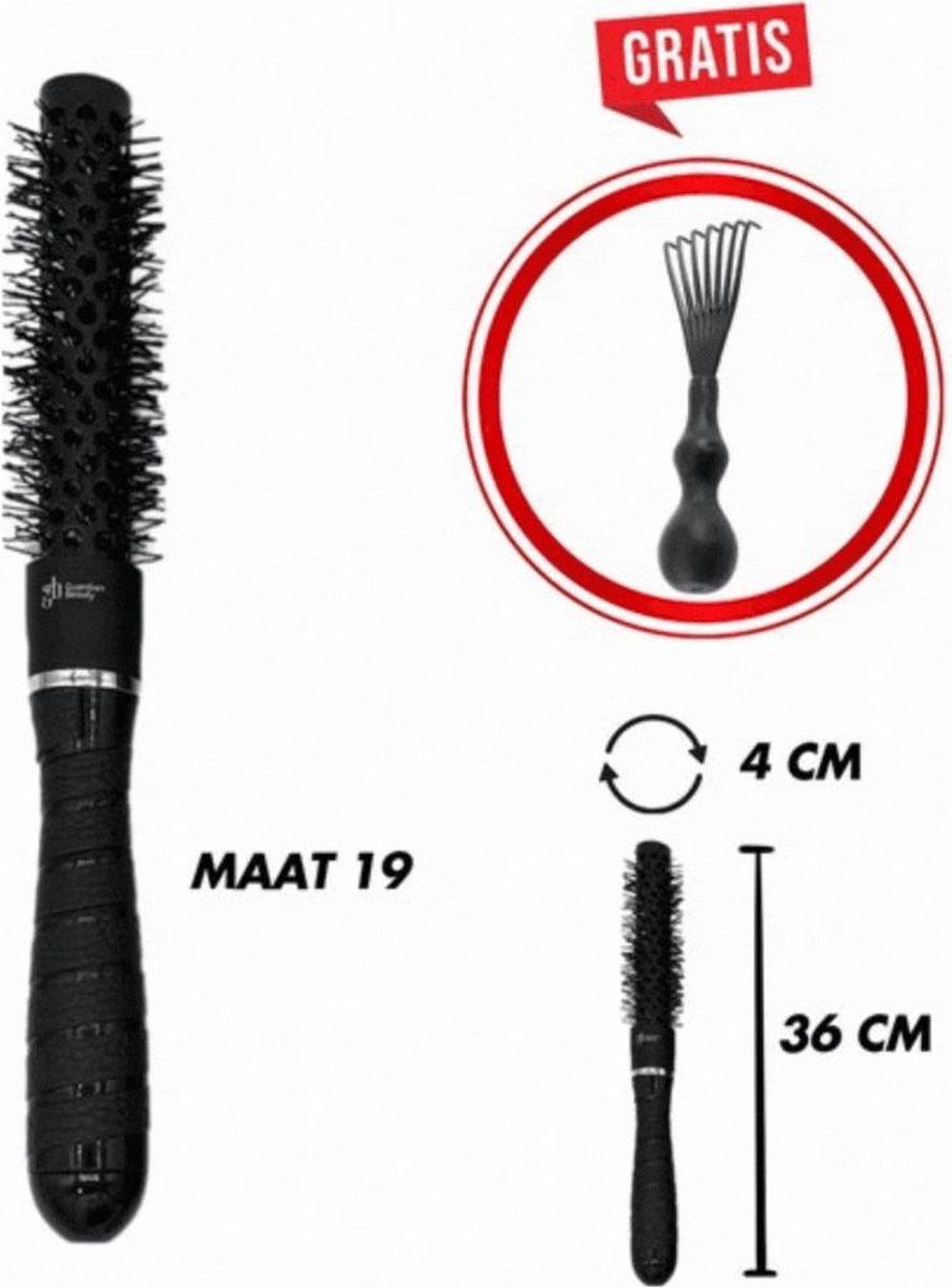 Guardian Beauty Föhnborstel - 19 mm - Rond - Keramisch & Ionisch - Zwart - Met Haarborstelreiniger