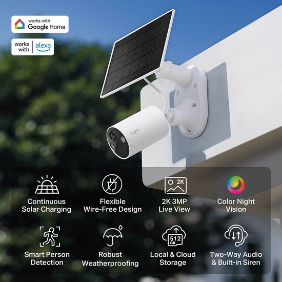 TP-Link Tapo C410 KIT - Beveiligingscamera- incl. zonnepaneel- Outdoor - 2K 3MP - IP65- WiFi camera van TP-Link — afbeelding 5