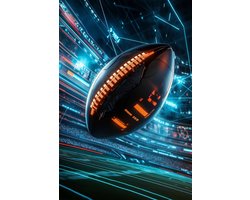 Voetbal Poster | Futuristisch Poster | Sport Poster | Neon Poster | Actie Poster | Snelheid Poster | Energie Poster | 60x90cm | Wanddecoratie | Muurposter | 4392KMD | Geschikt om in te lijsten