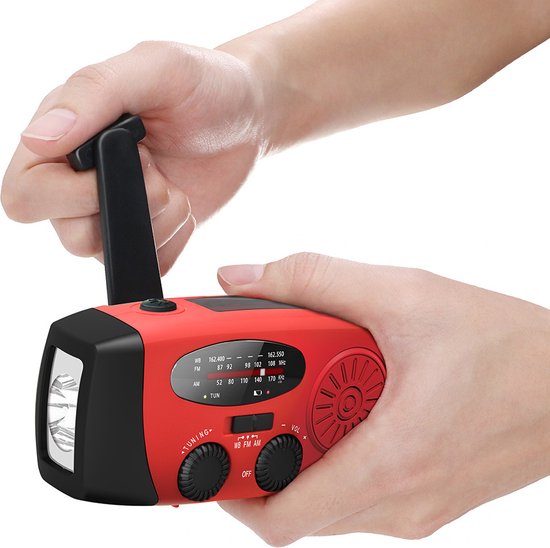 Radio Op Batterijen (Accu) Voor Rampen - Radio Opwindbaar - Noodradio - Noodradio Solar Opwindbaar