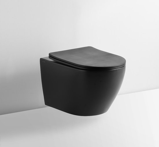 Tornado Rimless Toiletpot 53 cm met Softclose WC-bril Mat zwart