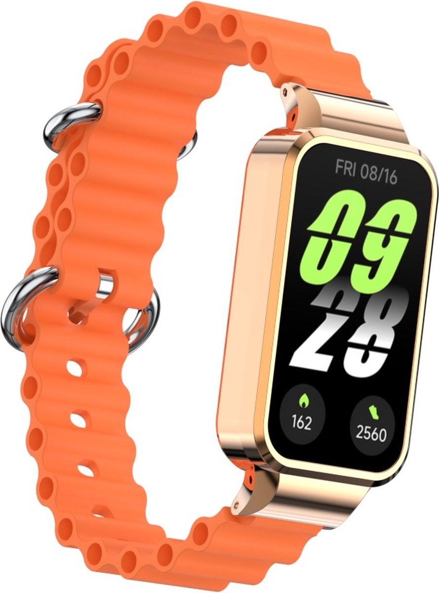 Strap-it Ocean siliconen bandje - geschikt voor de Xiaomi Smart Band 9 Active (oranje)