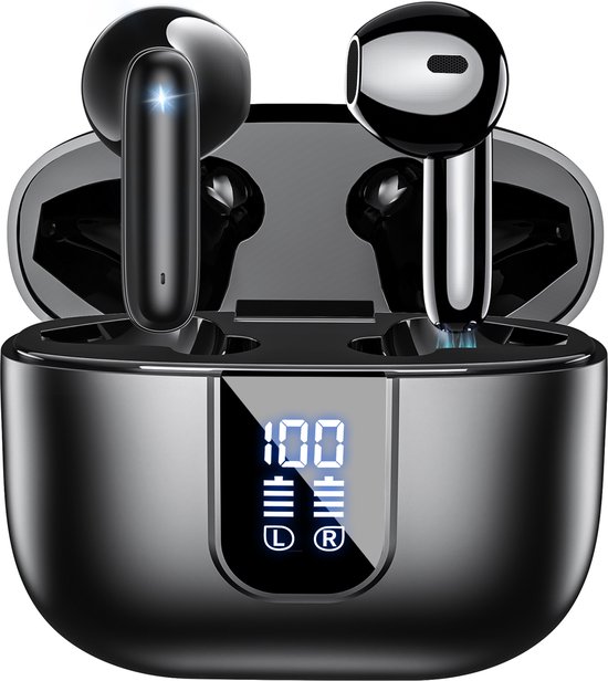 Siltcon® SoundWave Pro 2 - Oortjes Draadloos - Draadloze Oordopjes – Bluetooth Oordopjes – Oordopjes Draadloos – Oortjes - Oordopjes - Draadloze Oortjes Bluetooth - Earpods geschikt - Noise cancelling ENC - Universeel - BT 5.4 - Zwart