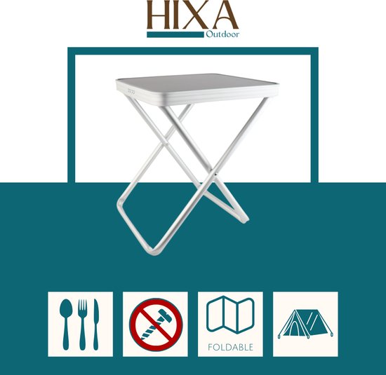 HIXA Opvouwbare kruk - Vouwkruk met Tafelblad - Inklapbaar krukje - Grijs - 40x40x47 - Polyester van HIXA — afbeelding 4
