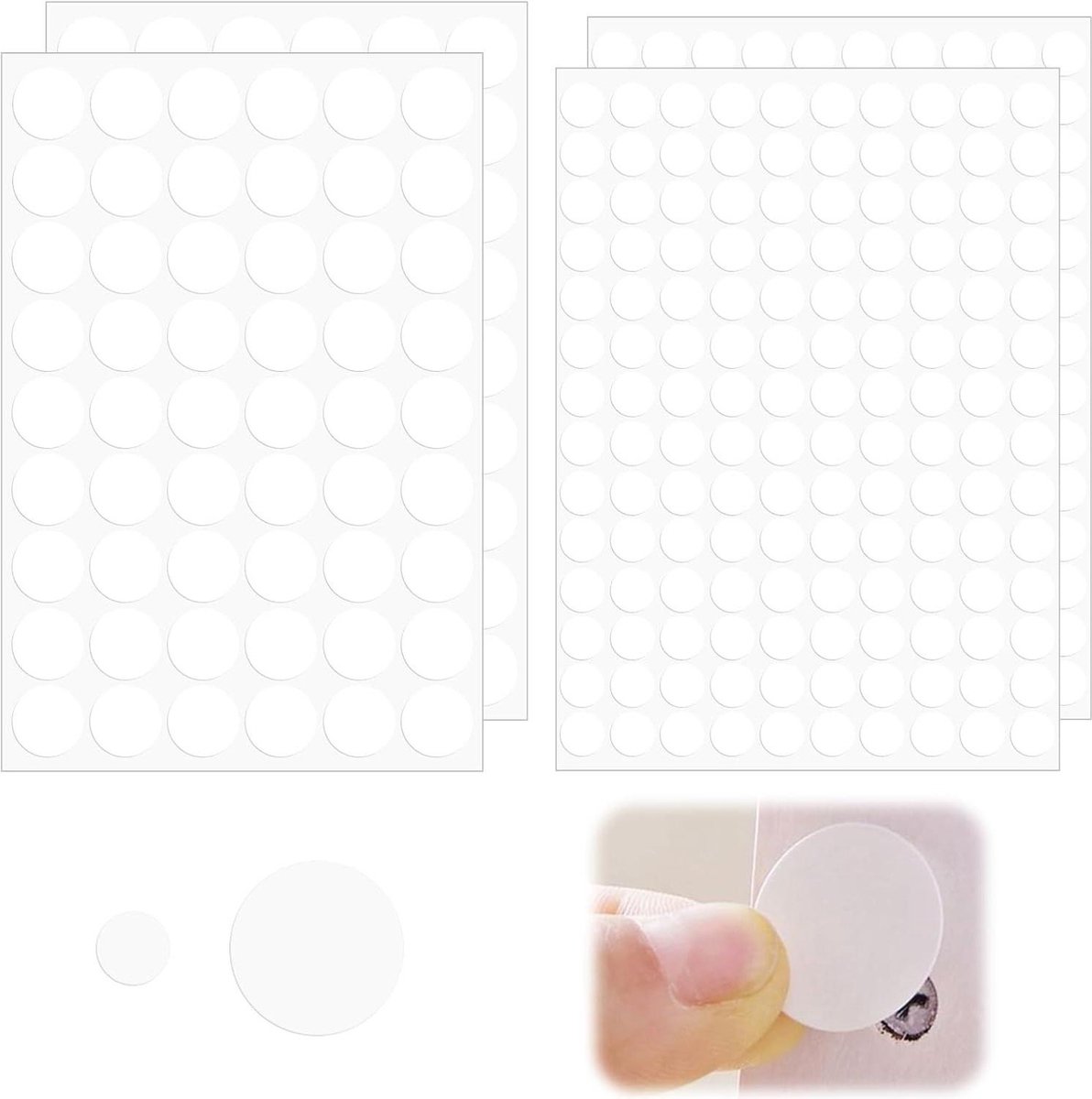 4 Vellen - 388 Stuks - Zelfklevend Wit - ø12mm/21mm - Meubels Cover Stickers - PVC - Schroefgat Stickers - Meubels Kast Deur Bureaus