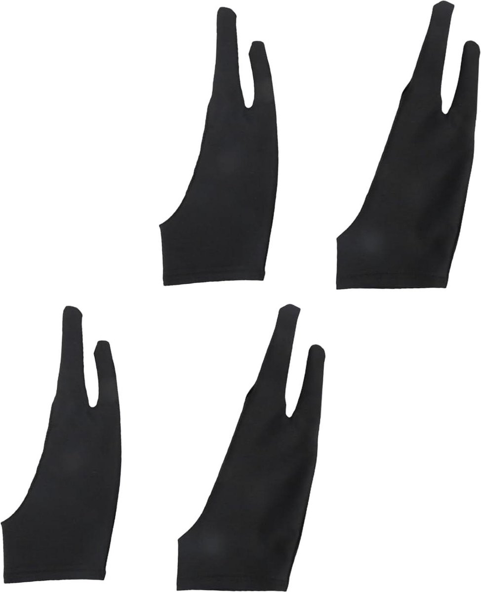 4 stuks zwarte tekenhandschoenen - tablethandschoenen - schetshandschoenen - grafisch tablet-handschoen .