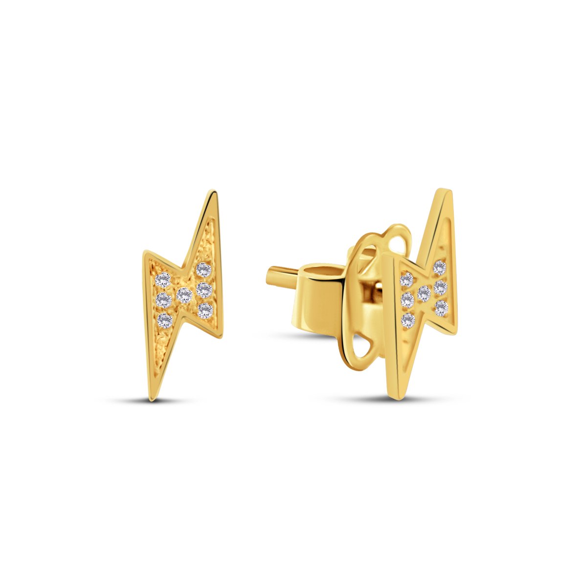 MIASOPHIA 4-MS22104 Stalen oorsteker - 13mm - Goudkleurige plating en zirkonia