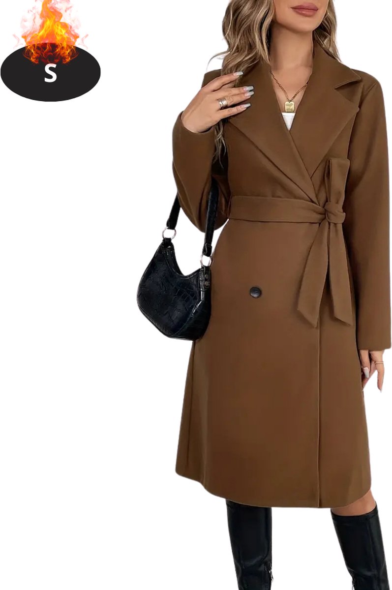 Nivard Mantel Dames Tussenmantel Jas Mantelpakje Trenchcoat Overjas Overcoat Winter Bruin