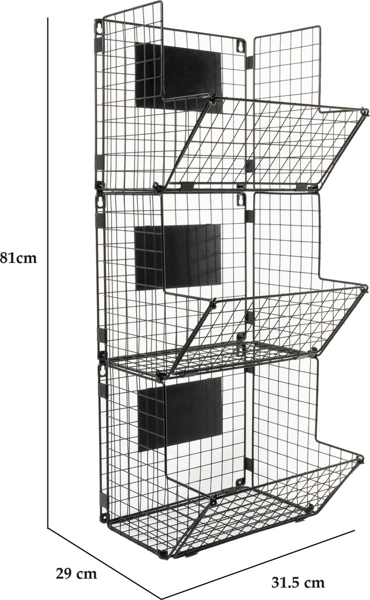 GILLAS Fruitmand met 3 niveaus en 2 bananenhangers voor keuken, afneembare metalen organizer