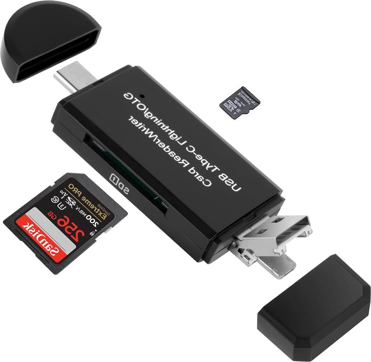 4-in-1 USB C geheugenkaartlezer voor SD-kaart - Micro SD/SDHC/SDXC/MMC - Mac Macbook i-Phone 15 Camera Android-telefoon .