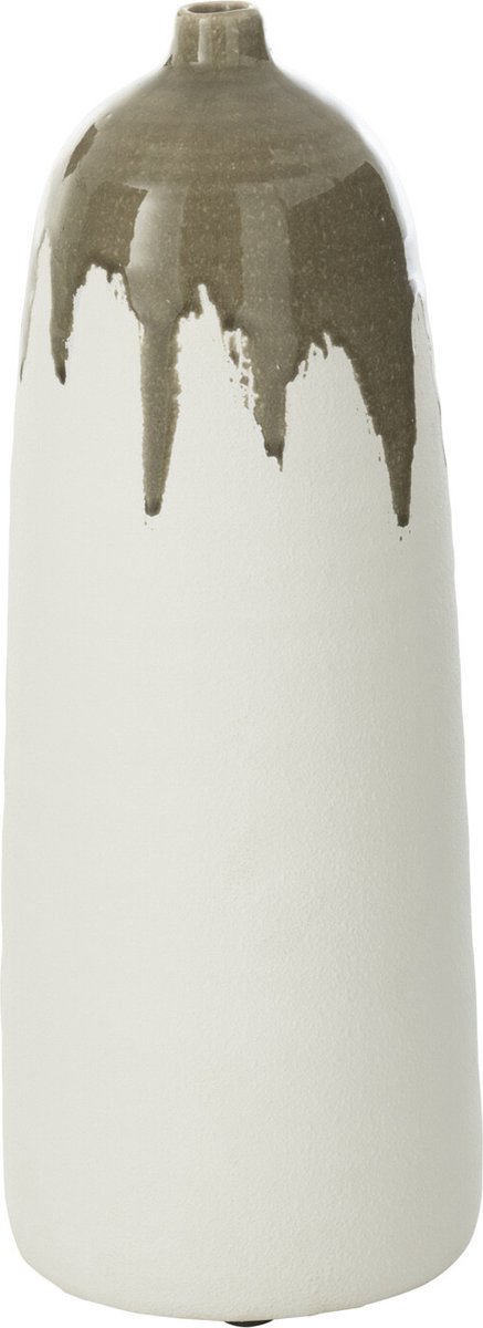 J-Line vaas Olea Fles - olijfgroen/wit - small - 47 cm hoog Multi