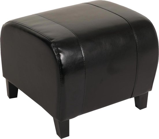 Cosmo Casa - Pouf - Tabouret Cube - Cuir & Simili Cuir - 37x45x47 cm - Certifié MVG - Zwart