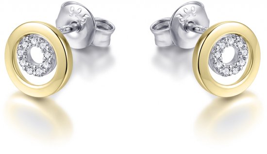 14 karaat geelgouden oorknoppen rond 3mm zirkonia voor dames | Lucardi-NL