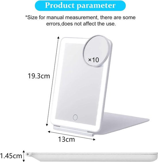 Famihomii 5000 mAh oplaadbare make-upspiegel met ledverlichting, make- upspiegel met 1/30 x vergroting en aanraakschakelaar, batterij, dimbare scheerspiegel, 360 graden draaibaar, wandmontage (brons