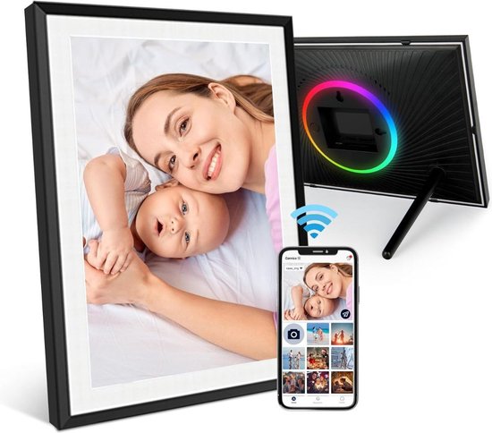 Dailysuppliess Digitale Fotolijst met Wifi - Fotolijsten - Frameo App - HD Kwaliteit - 26x18cm - Zwart