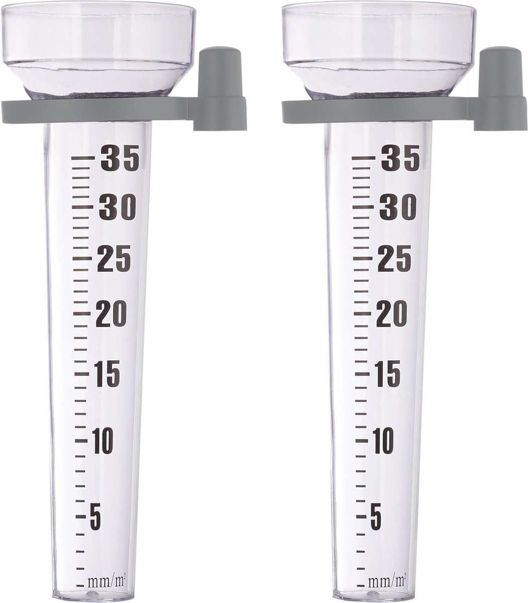 Regenmeter Set van 2 - Pluviometer met Houder tot 35 mm/m² - Tuin en Balkon