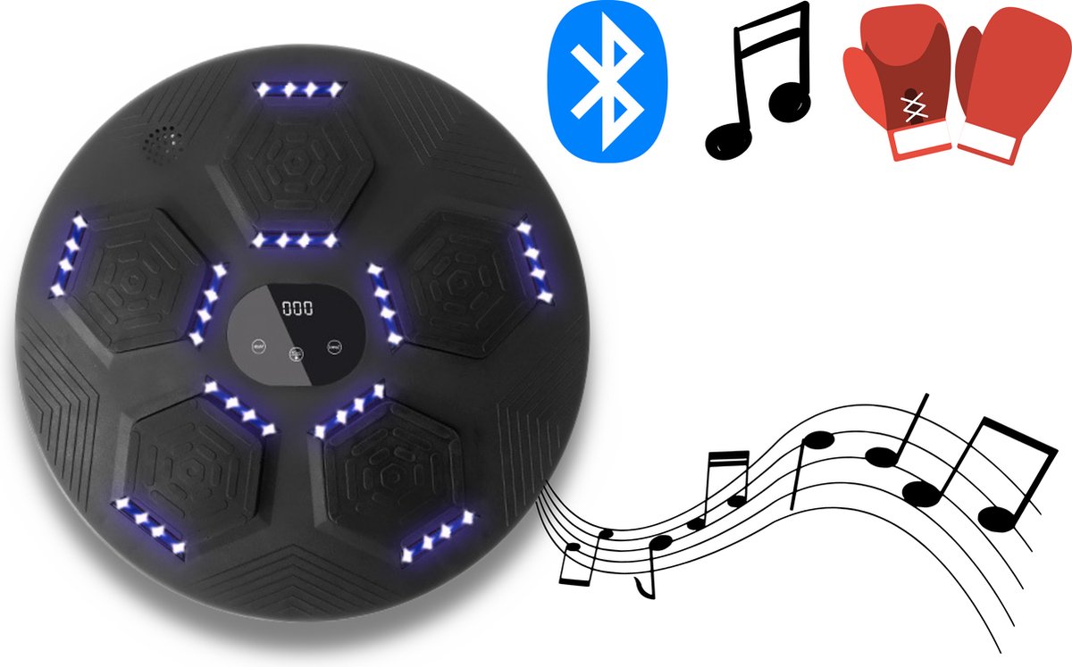 Niba® Smart Music Boxing Machine - Intelligente Boksmachine - Elektronische Bluetooth bokstrainer - Training Handcoördinatie - Touchscreen - Digitale Boksmachine met Muziek - Boksbal - Slimme Boksmachine - Verschillende Niveau's - Fitness - TikTok