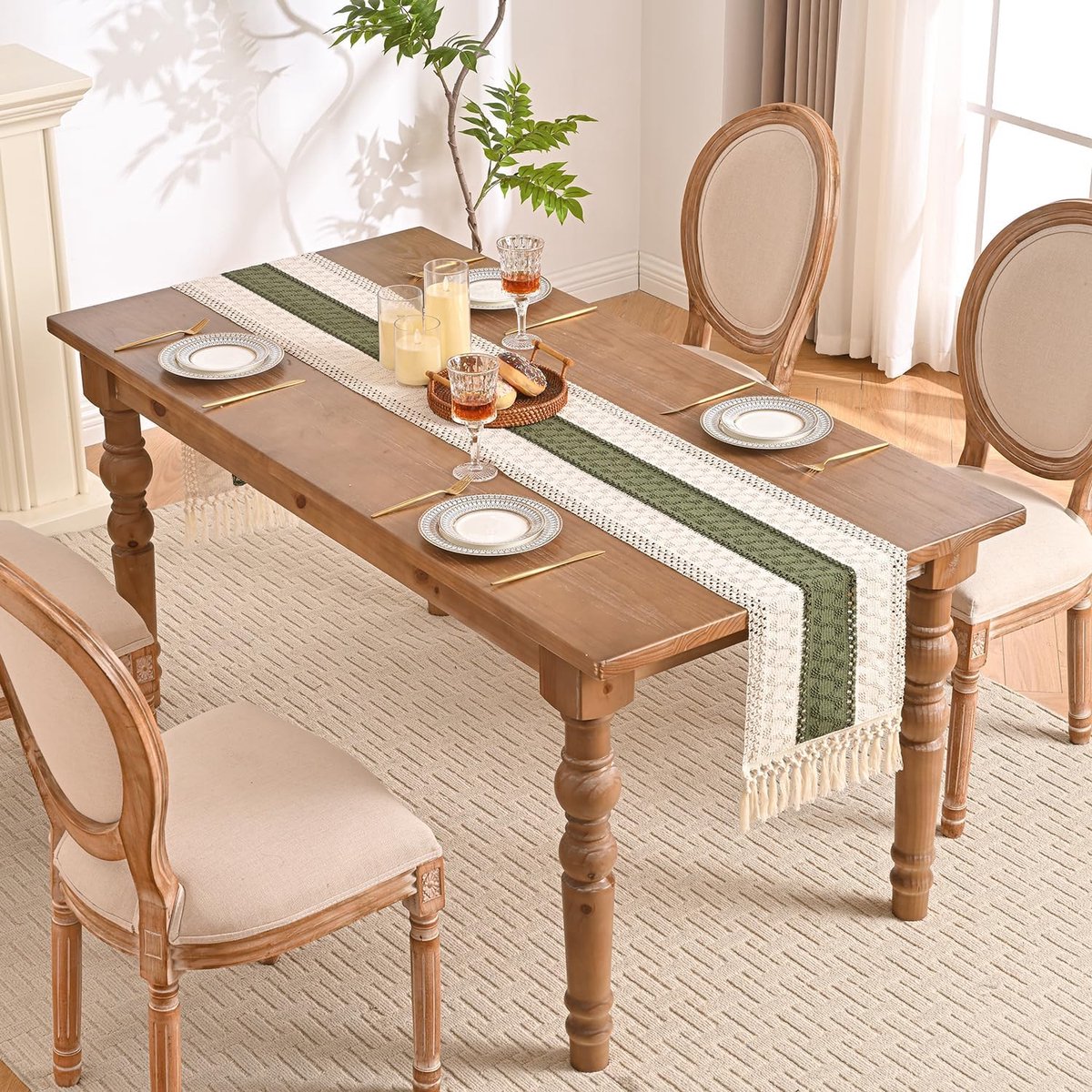 Goodivery ® Moderne Boho Tafelloper met Vintage Details voor Feestelijke Tafeldecoratie