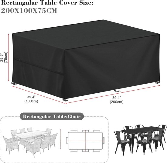 Tuinmeubelhoezen, tuinmeubelhoezen, 600D zware Oxford-stof terrasmeubelhoezen waterdicht, winddicht, anti-UV voor stoel en tafel Rotan bank/zilver 170 x 150 x 90 cm (l x b x h Tuinmeubelhoezen, tuinmeubelhoezen, 600D zware Oxford-stof terrasmeubelhoezen waterdicht, winddicht, anti-UV voor stoel en tafel Rotan bank/zilver 170 x 150 x 90 cm (l x b x h